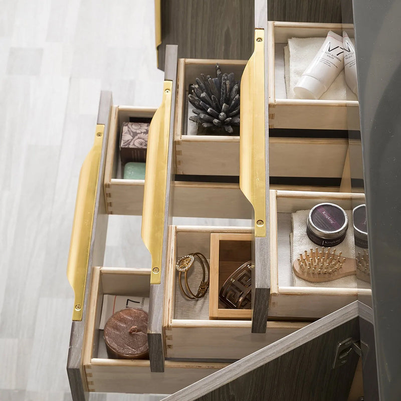 Columbia 4 Doors And 3 Drawers Bathroom Vanity with Stone Sink - Floor Mount - 72" Wood/Steel/Ash Gray/Brushed Nickel - Last Unit Special Offer