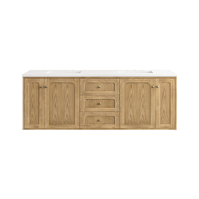 Laurent 3 Drawers And 4 Doors Bathroom Vanity with Quartz Top - Wall Mount - 72" Wood/Light Natural Oak