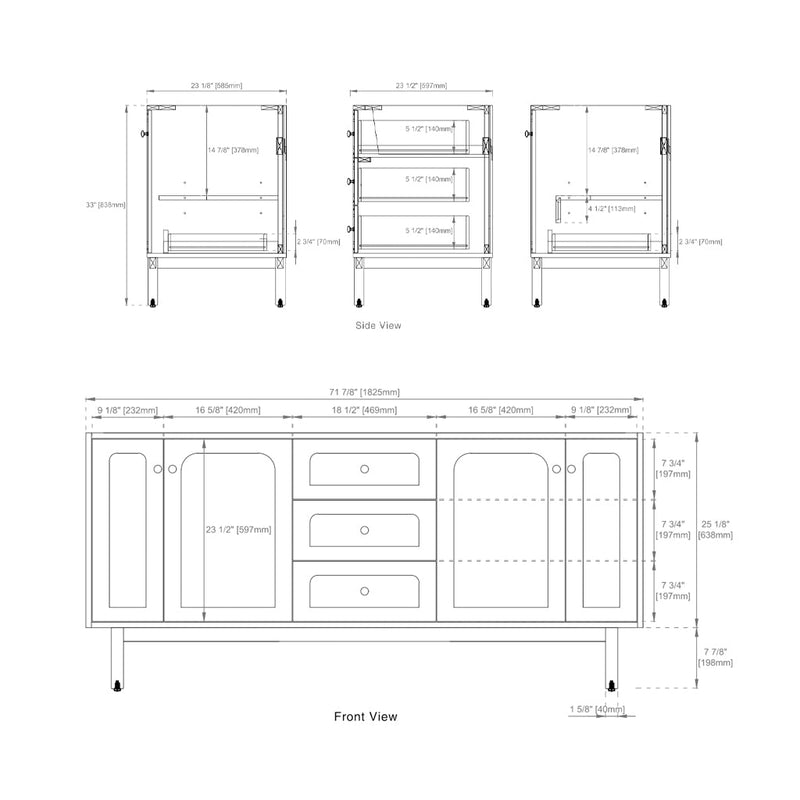 Laurent 3 Drawers And 4 Doors Bathroom Vanity with Quartz Top - Wall Mount - 72" Wood/Light Natural Oak