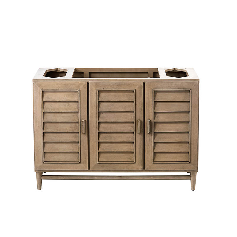 Portland 3 Doors and 7 Drawers Bathroom Vanity with Quartz Sink - Floor Mount - 48" Wood/Whitewashed Walnut - Last Unit Special Offer