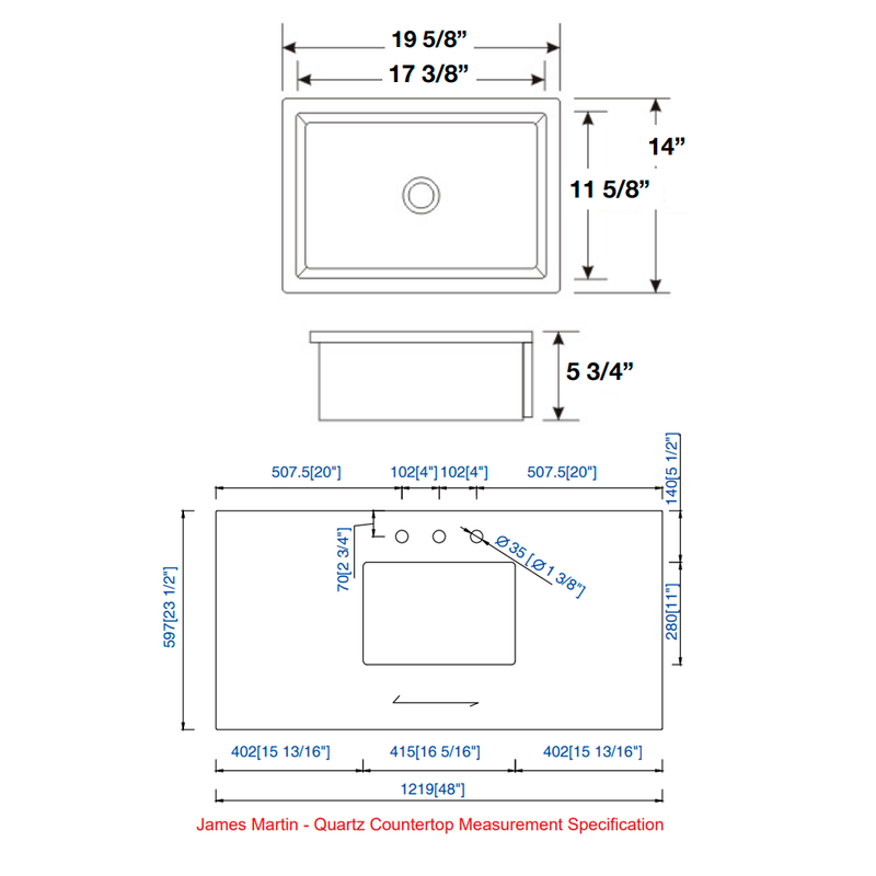 Portland 3 Doors and 7 Drawers Bathroom Vanity with Quartz Sink - Floor Mount - 48" Wood/Whitewashed Walnut - Last Unit Special Offer