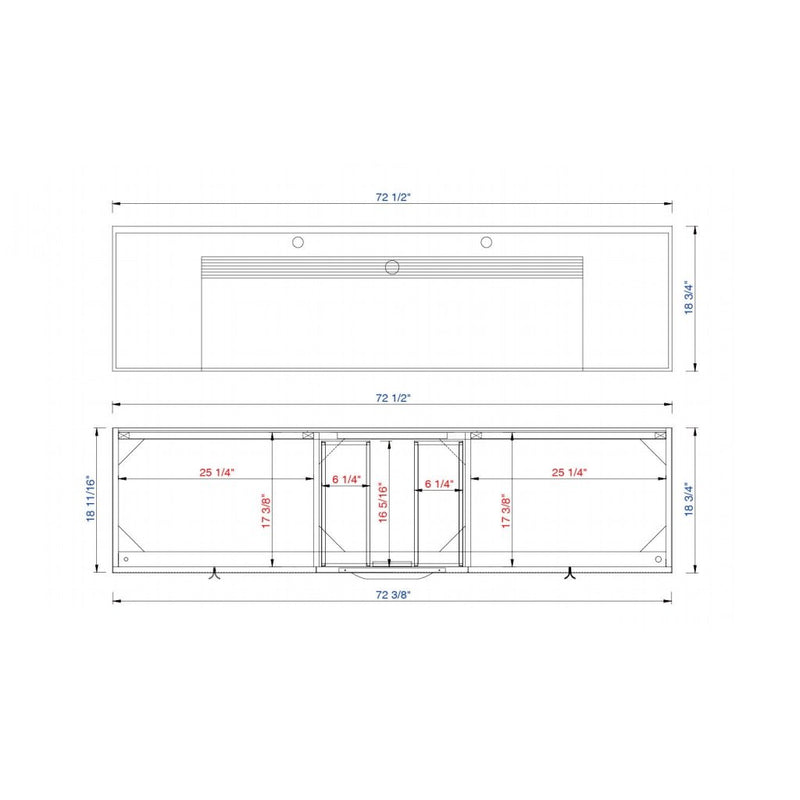 Sonoma 1 Vanity - Wall Mount - 72" Wood/Oak Latte