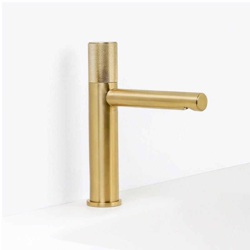 Metro Knurled Bathroom Faucet - Single Hole - 9" Brass/Satin Brass