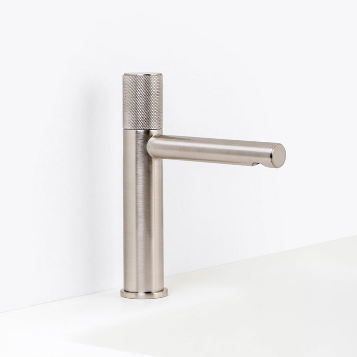 Metro Knurled Bathroom Faucet - Single Hole - 9" Brass/Brushed Nickel