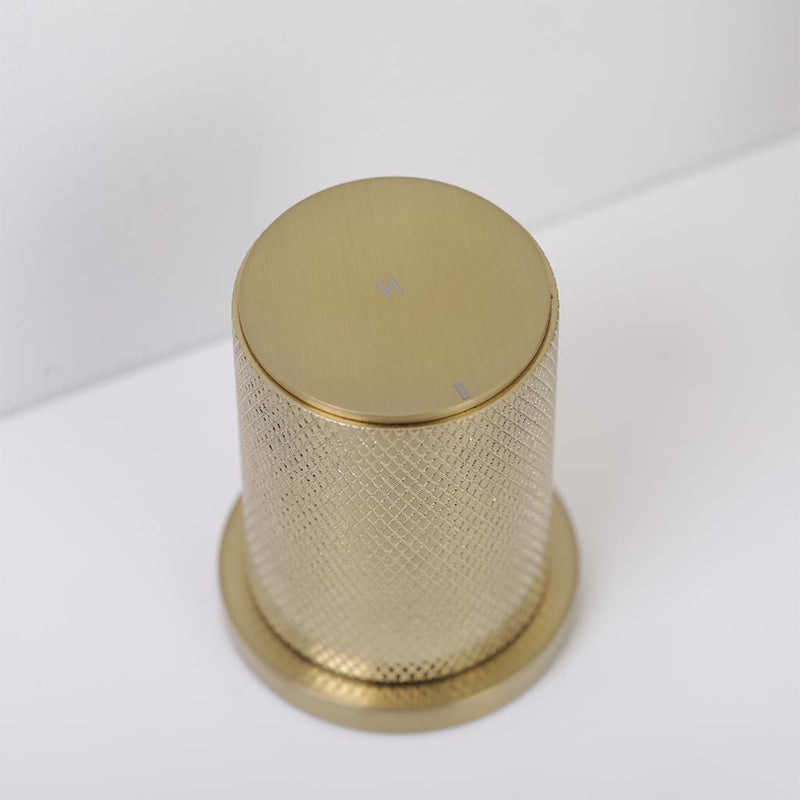 Metro Knurled Bathroom Faucet - Widespread - 8" Brass/Satin Brass