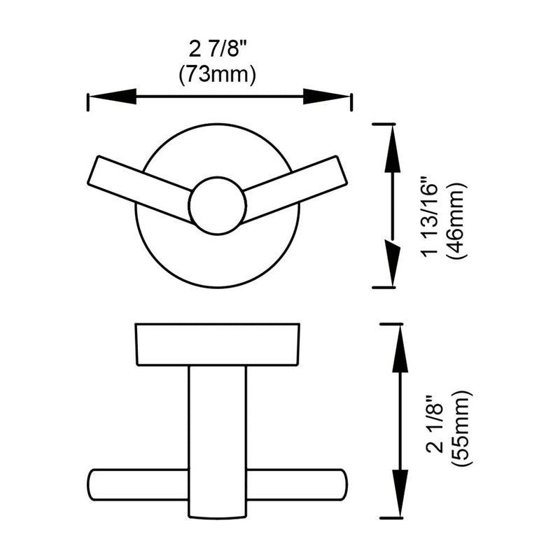 Metro Double Hook - Wall Mount - 2" Stainless Steel/Brushed Nickel