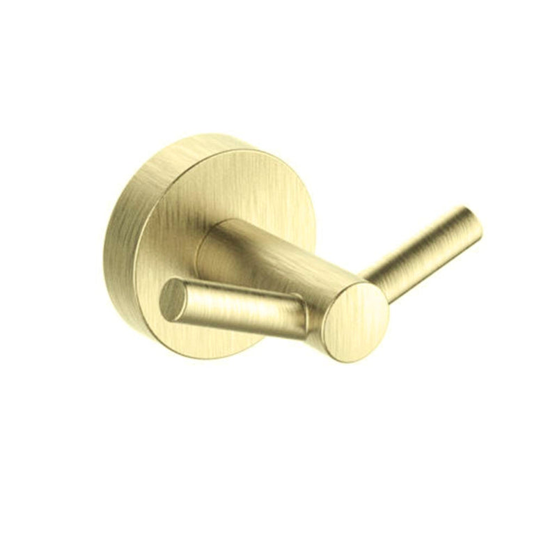 Metro Double Hook - Wall Mount - 2" Stainless Steel/Satin Brass