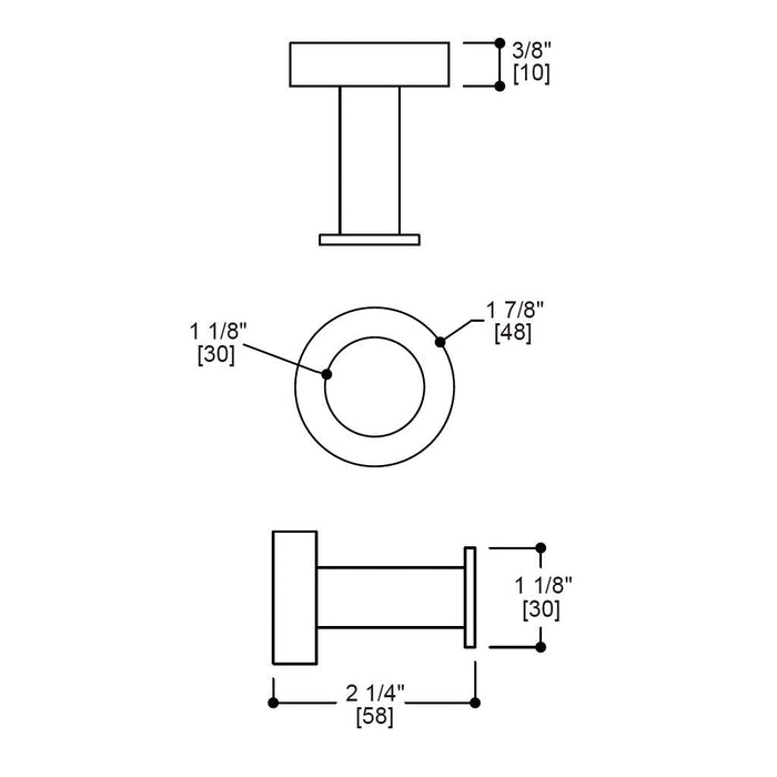 Metro Single Hook - Wall Mount - 2" Brass/Brushed Nickel