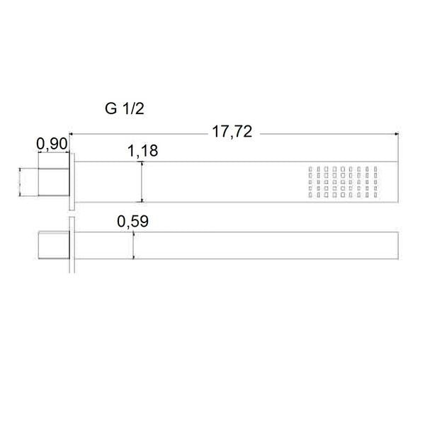 Luk 2 Shower Arm With Integrated Shower Head - Wall Mount - 18" Brass/Polished Chrome
