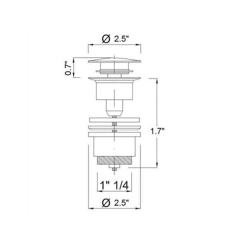 Universal Click-Clack Sink Drain - Drop-In - 2" Brass/Satin Brass