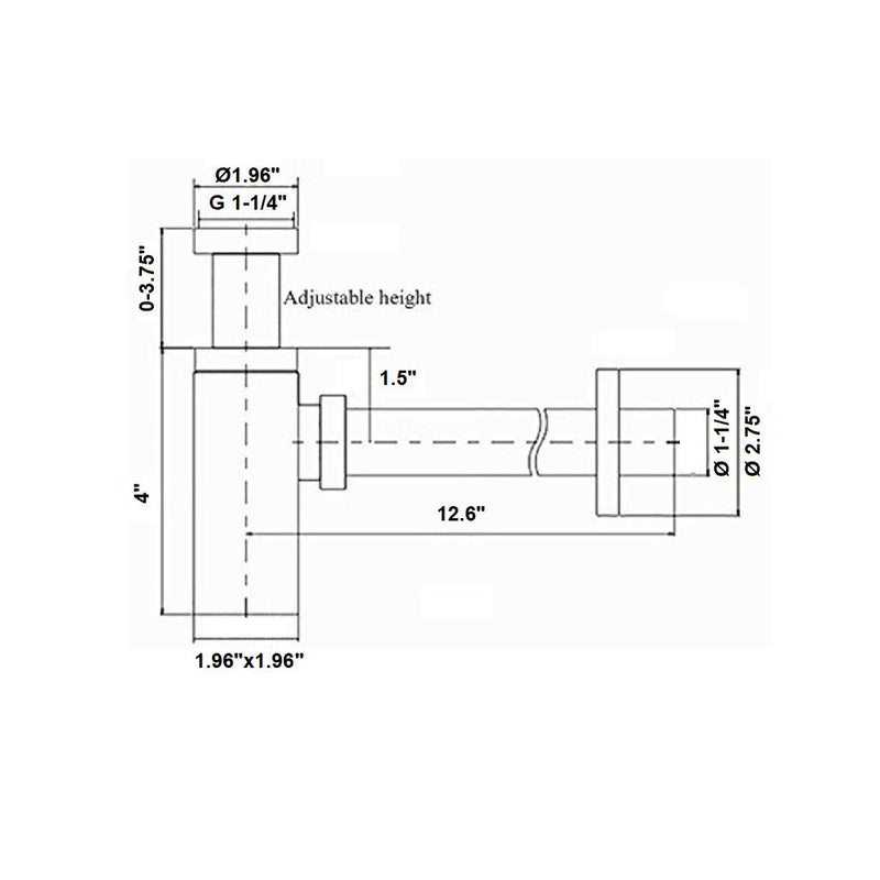 Sink Complements Bottle Sink Siphon - Under Mount - 2" Brass/Satin Brass
