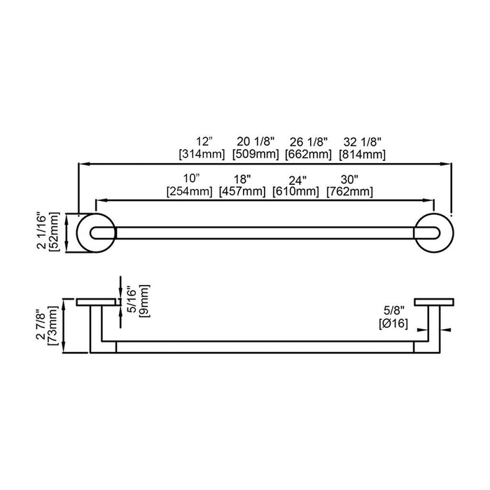 Soho Single Towel Bar - Wall Mount - 10" Stainless Steel/Satin Brass