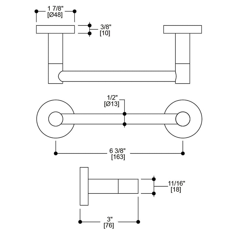 Metro Single Toilet Paper Holder - Wall Mount - 7" Brass/Brushed Nickel