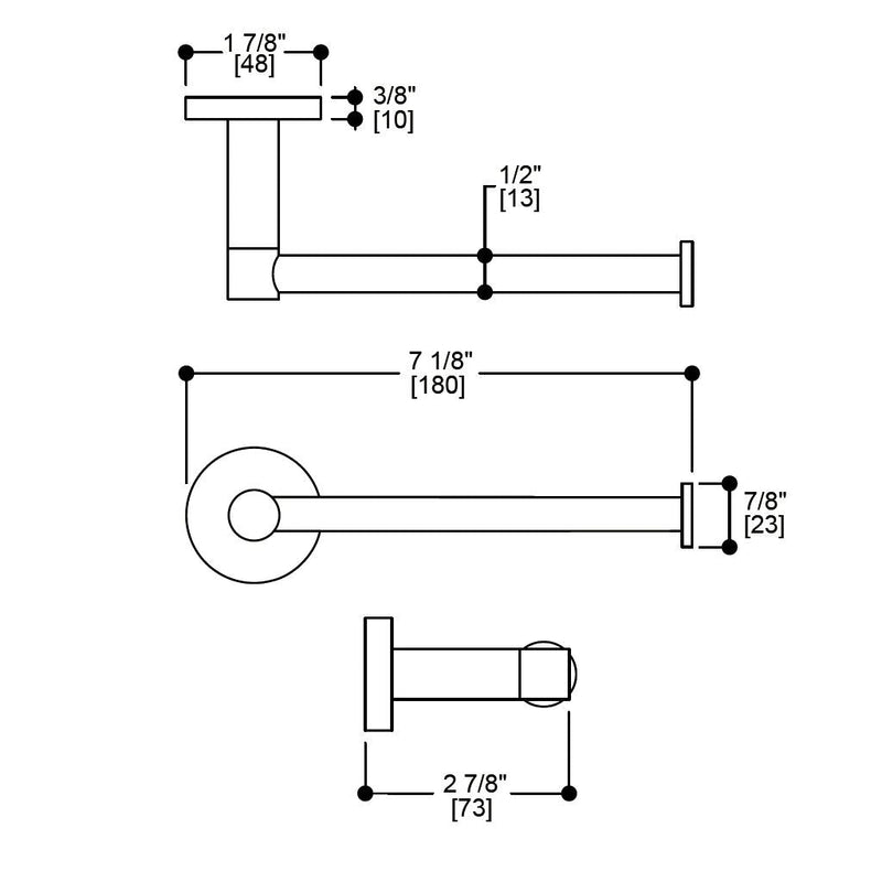 Metro Single Toilet Paper Holder - Wall Mount - 8" Brass/Polished Chrome