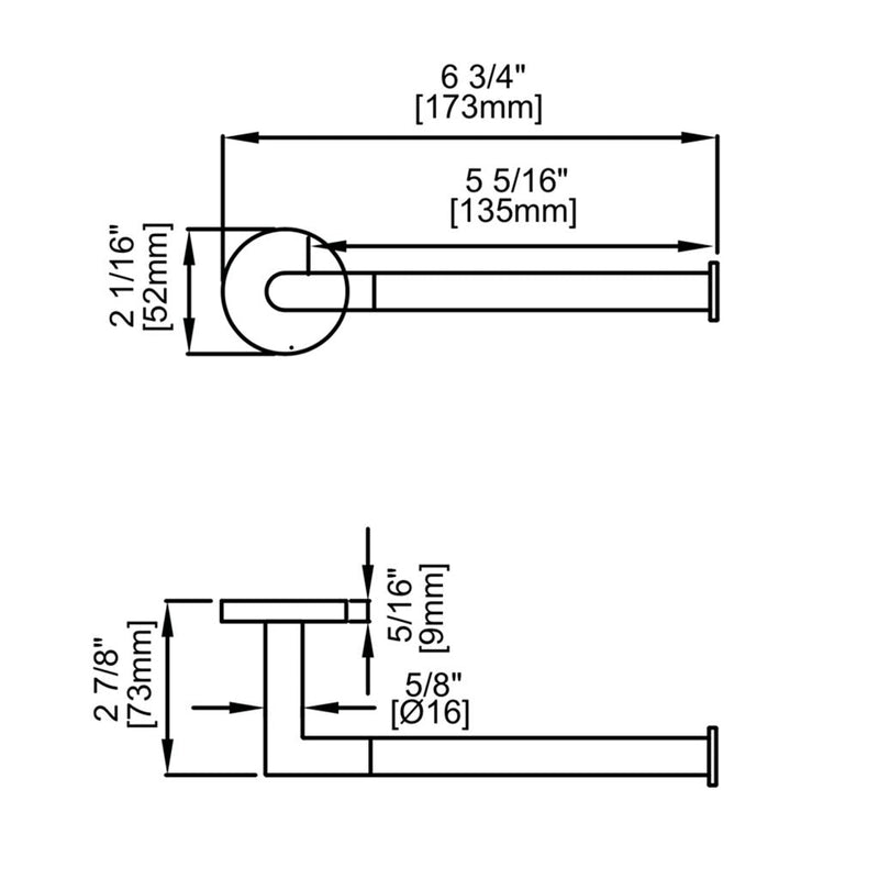 Soho Toilet Paper Holder - Wall Mount - 8" Stainless Steel/Satin Brass