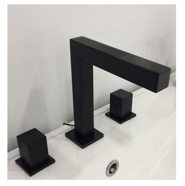 Miro Bathroom Faucet - Widespread - 8" Brass/Matt Black