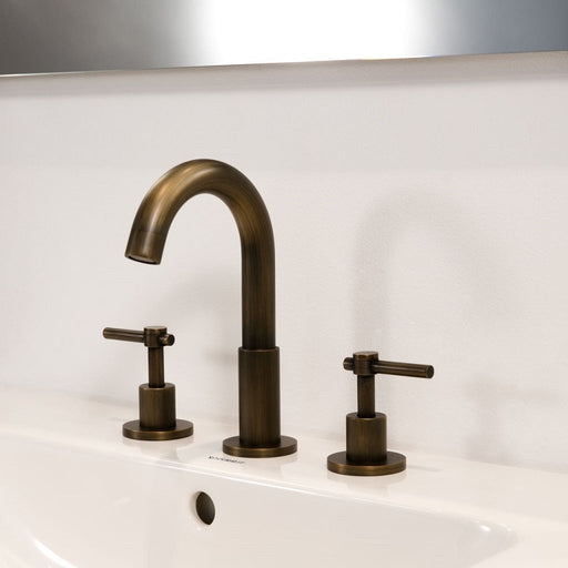 Smart Lever Bathroom Faucet - Widespread - 8" Brass/Antique Brass