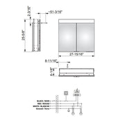 Edition 4 Led Light Medicine Cabinet - Recessed Mount - 28" Glass/Aluminum
