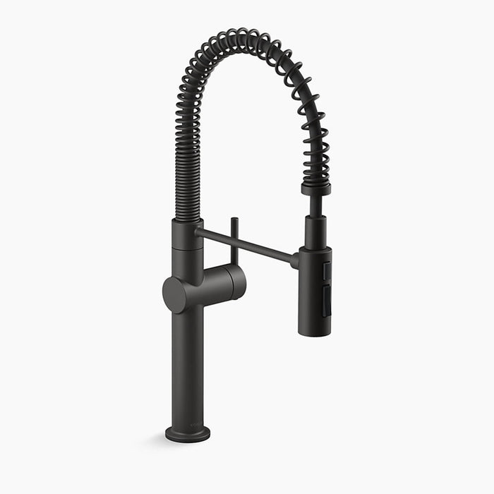 Crue Semi-Professional Kitchen Faucet - Single Hole - 22" Brass/Matt Black