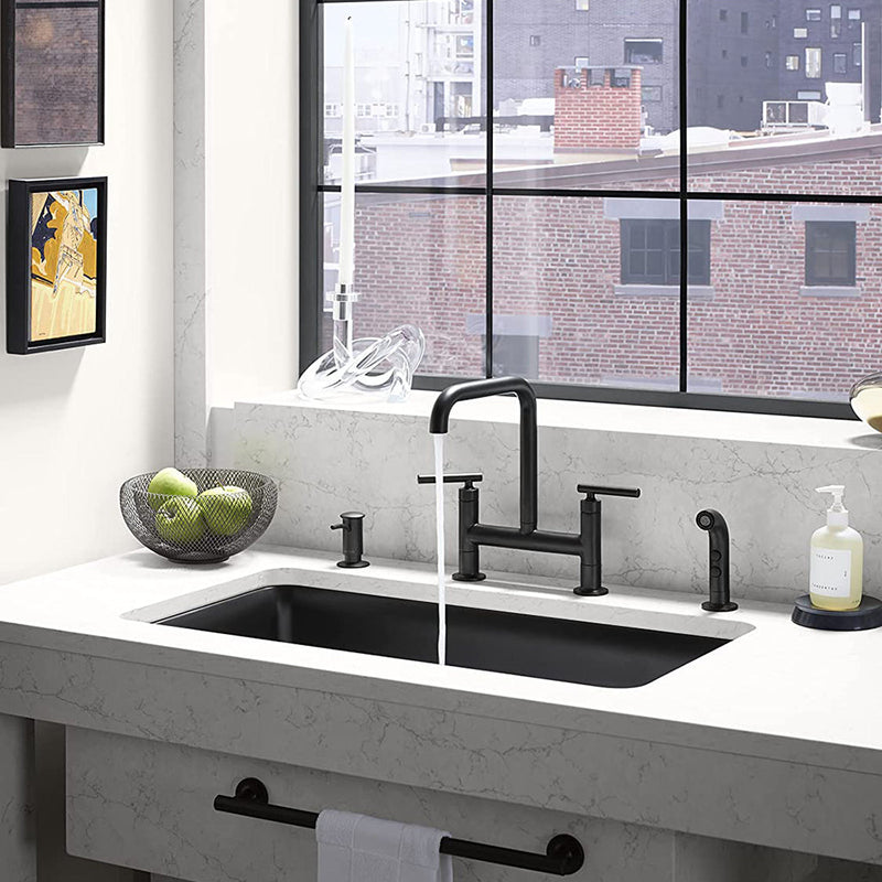 Cairn Single Bowl Kitchen Sink - Under Mount - 34" Neoroc/Matt Black