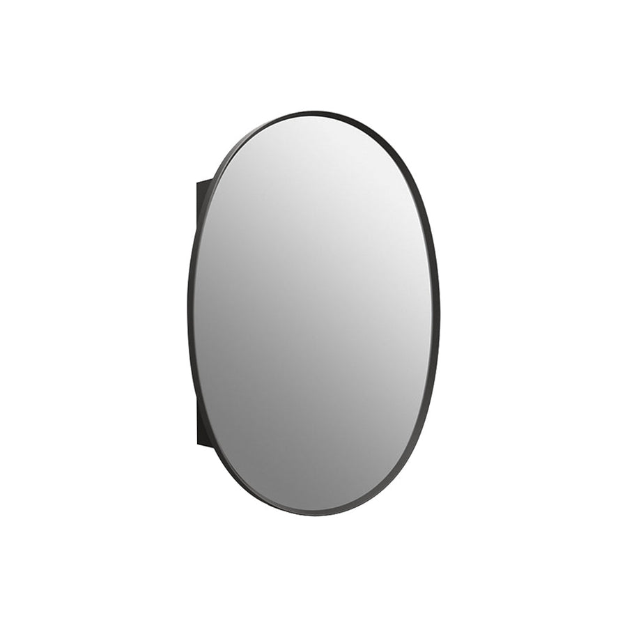 Verdera Oval Framed Medicine Cabinet - Wall Or Recessed Mount - 24" Aluminum/Matt Black