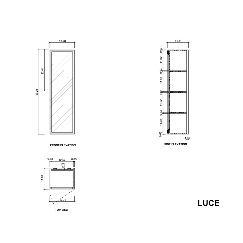Luce Auxiliary Column - Wall Mount - 13" Wood/Forest Green