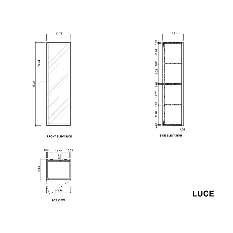 Luce Auxiliary Column - Wall Mount - 13" Wood/Whitewash Oak