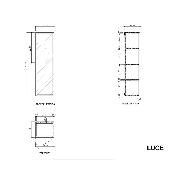 Luce Auxiliary Vanity - Wall Mount - 13" Wood/Whitewash Oak