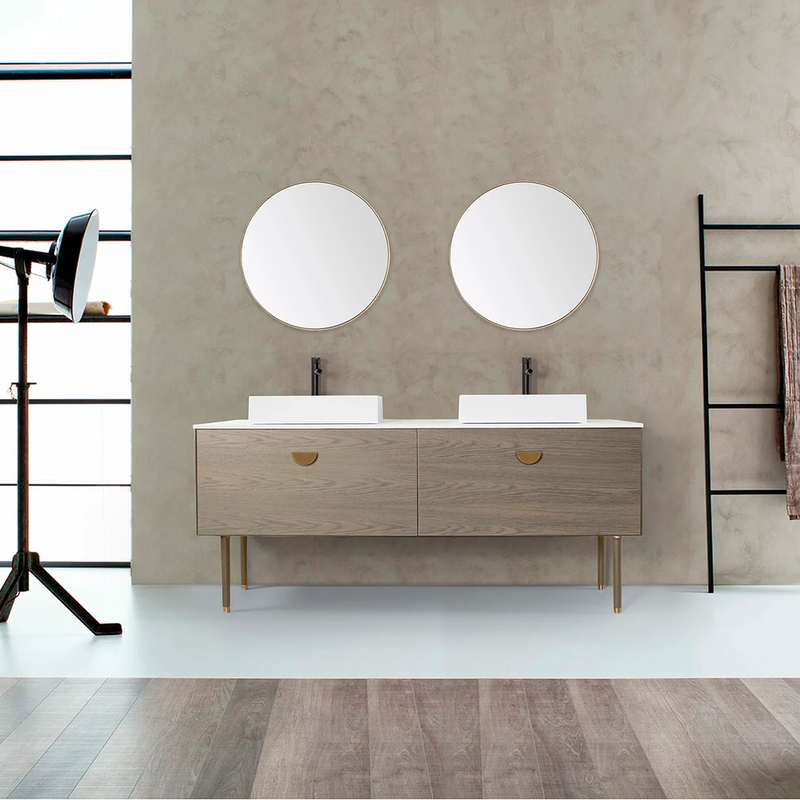 Shell Vanity Mirror - Wall Mount - 30" Steel/Dark Gold