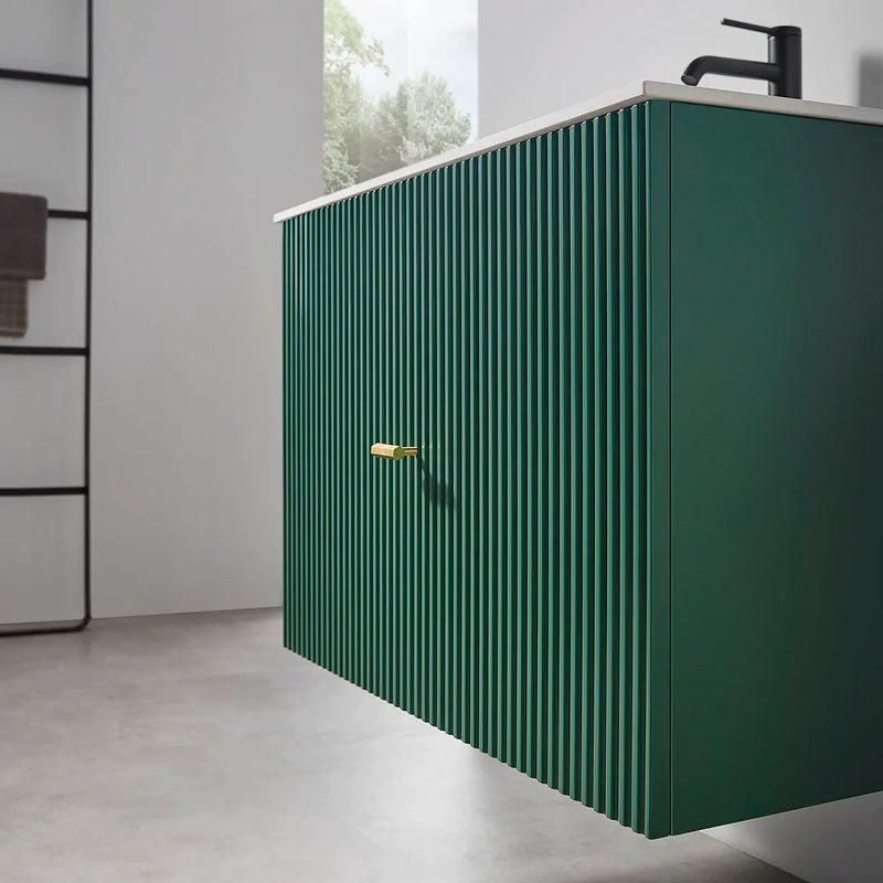 Barcelona 1 Drawer Bathroom Vanity White with Stone Sink - Wall Mount - 30" Wood/Forest Green