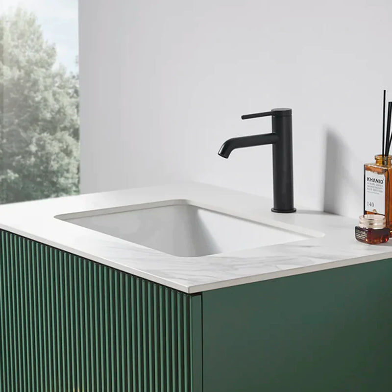 Barcelona 1 Drawer Bathroom Vanity White with Stone Sink - Wall Mount - 30" Wood/Forest Green