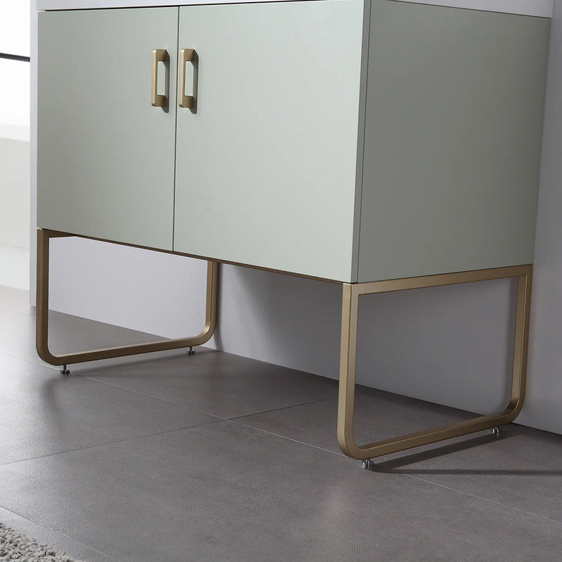 Veemon 2 Doors Bathroom Vanity with Quartz Sink - Floor Mount - 36" Wood/Metal/Pine/Gold