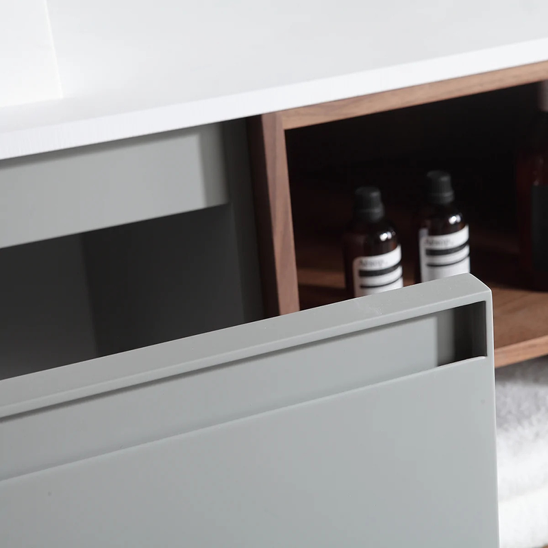 Manarola 2 Drawers and 2 Open Shelf Bathroom Vanity with Double Sink - Wall Mount - 72" Wood/Light Gray