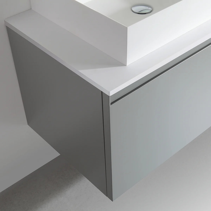 Manarola 2 Drawers and 2 Open Shelf Bathroom Vanity with Double Sink - Wall Mount - 72" Wood/Light Gray