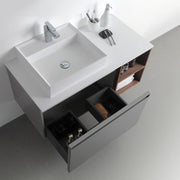 Manarello Single Sink Vanity - Wall Mount - 42" Wood/Light Gray