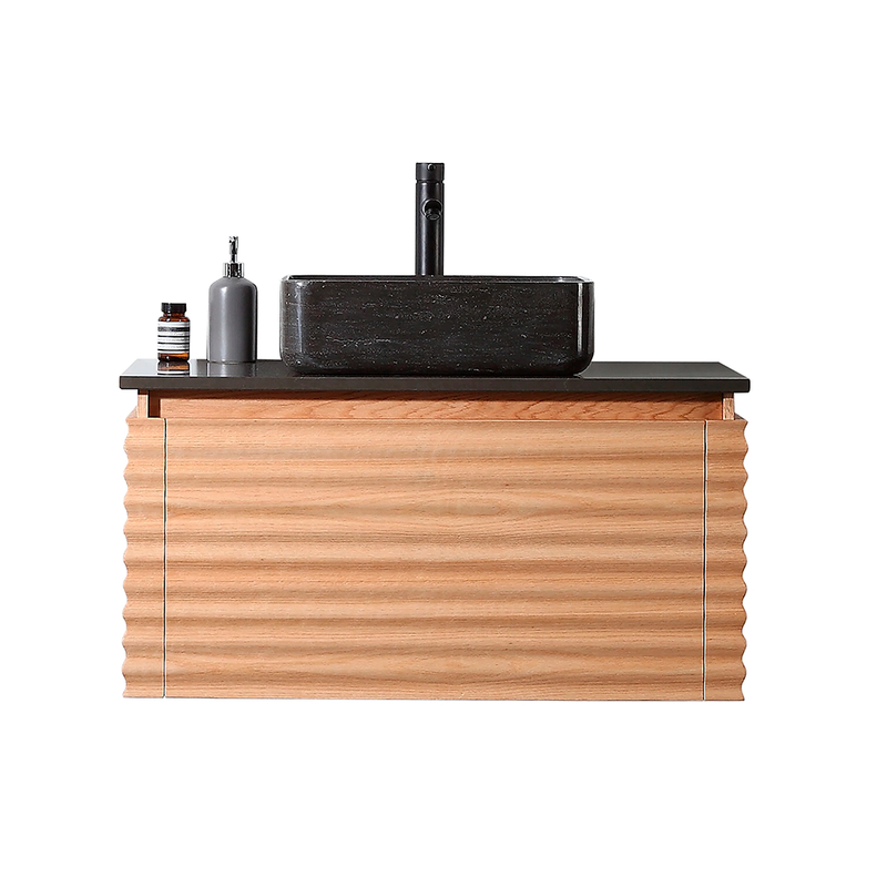 Ocala 1 Drawer Bathroom Vanity with Quartz Top and Vessel Sink - Wall Mount - 36" Wood/Maple -