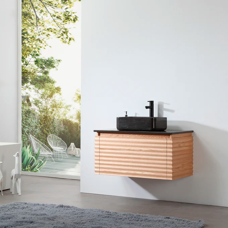 Ocala 1 Drawer Bathroom Vanity with Quartz Top and Vessel Sink - Wall Mount - 36" Wood/Maple -