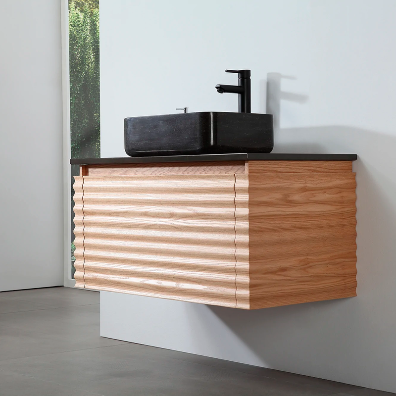 Ocala 1 Drawer Bathroom Vanity with Quartz Top and Vessel Sink - Wall Mount - 36" Wood/Maple -