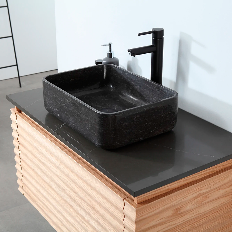 Ocala 1 Drawer Bathroom Vanity with Quartz Top and Vessel Sink - Wall Mount - 36" Wood/Maple -