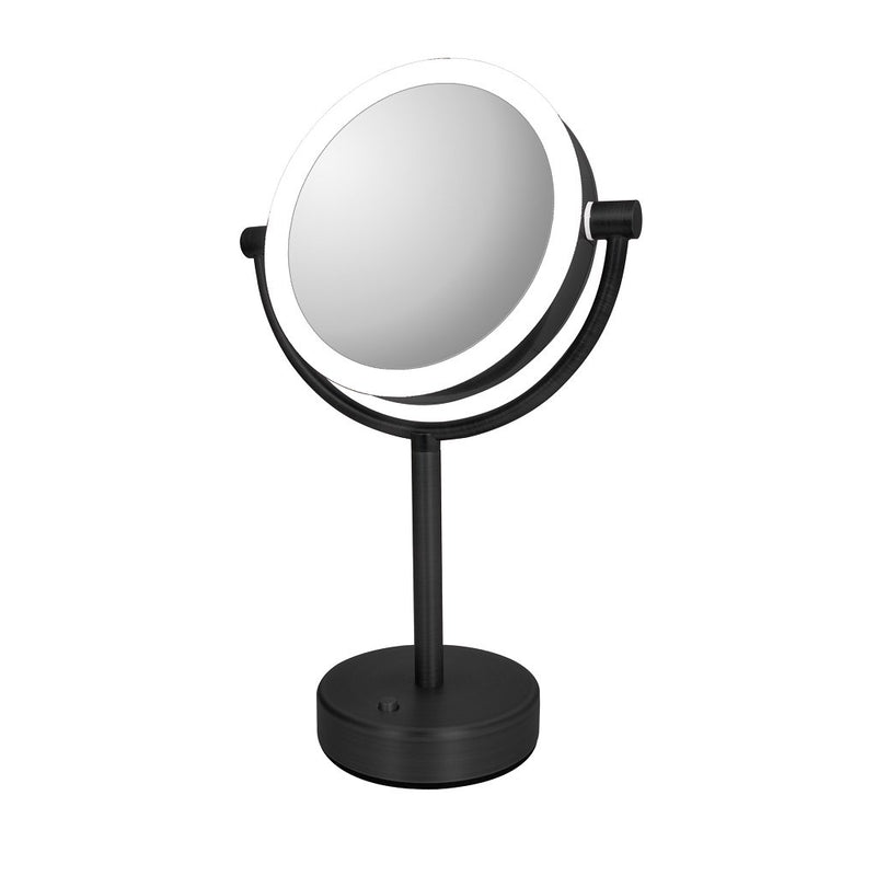 Bologna 10X Led Make-Up Mirror - Free Standing - 7" Stainless Steel/Matt Black
