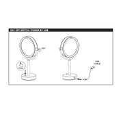 Bologna 10X Led Make-Up Mirror - Free Standing - 7" Stainless Steel/Matt Black
