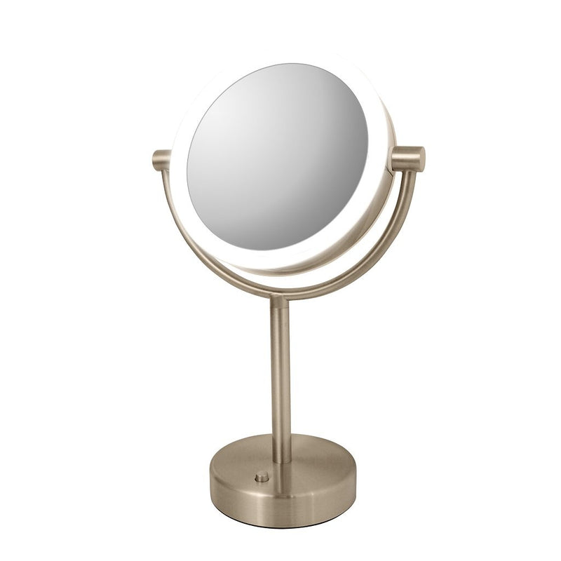 Bologna 10X Led Make-Up Mirror - Free Standing - 7" Stainless Steel/Brushed Nickel