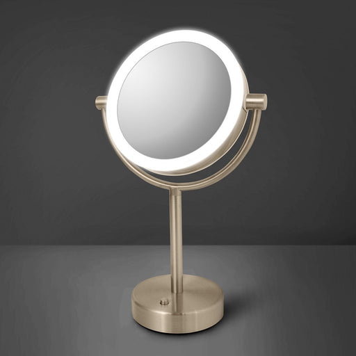 Bologna 10X Led Make-Up Mirror - Free Standing - 7" Stainless Steel/Brushed Nickel