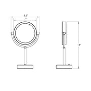 Bologna 10X Led Make-Up Mirror - Free Standing - 7" Stainless Steel/Brushed Nickel