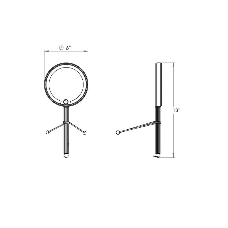 Travel 5X Led Touch Make-Up Mirror - Floor Standing - 6" Stainless Steel/Polished Chrome