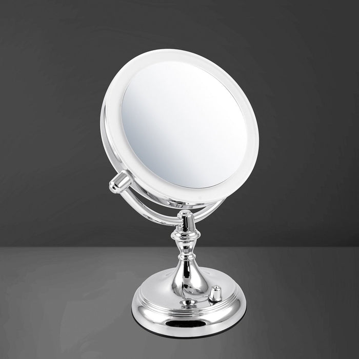 Venice 10X Led Make-Up Mirror - Free Standing - 7" Stainless Steel/Polished Chrome