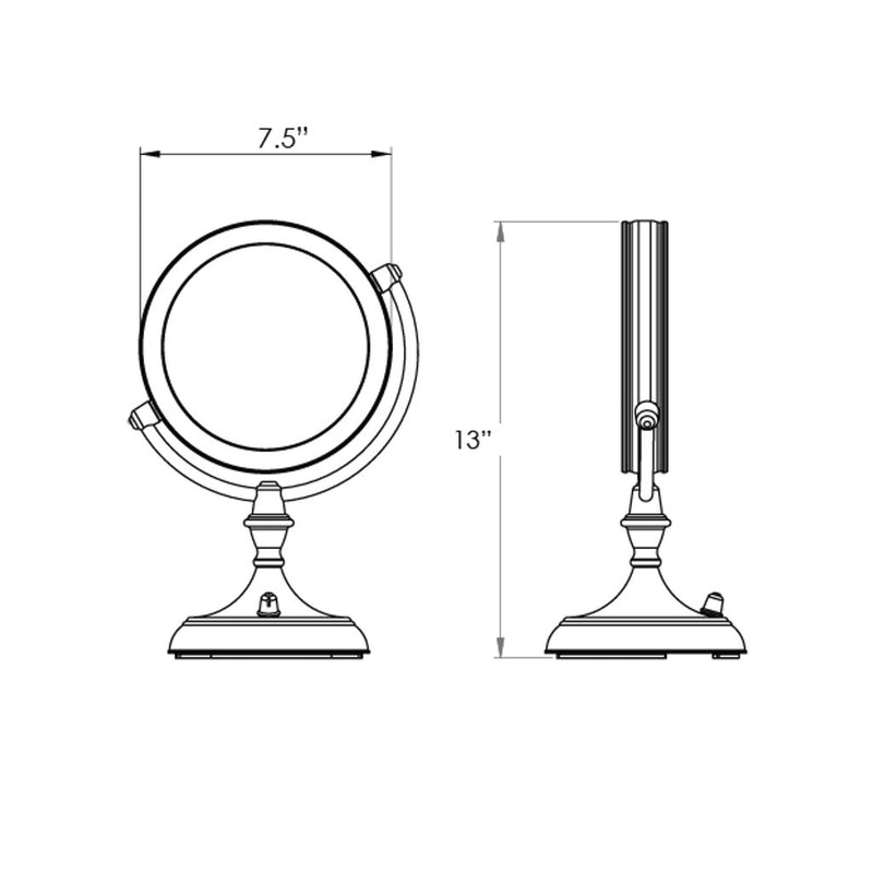 Venice 10X Led Make-Up Mirror - Free Standing - 7" Stainless Steel/Polished Chrome
