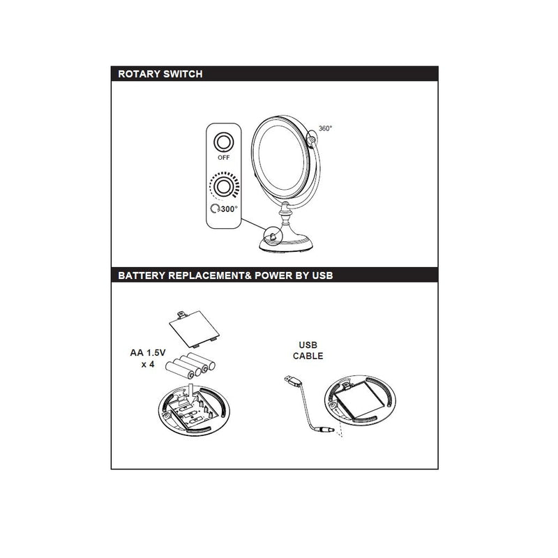 Venice 10X Led Make-Up Mirror - Free Standing - 7" Stainless Steel/Polished Chrome