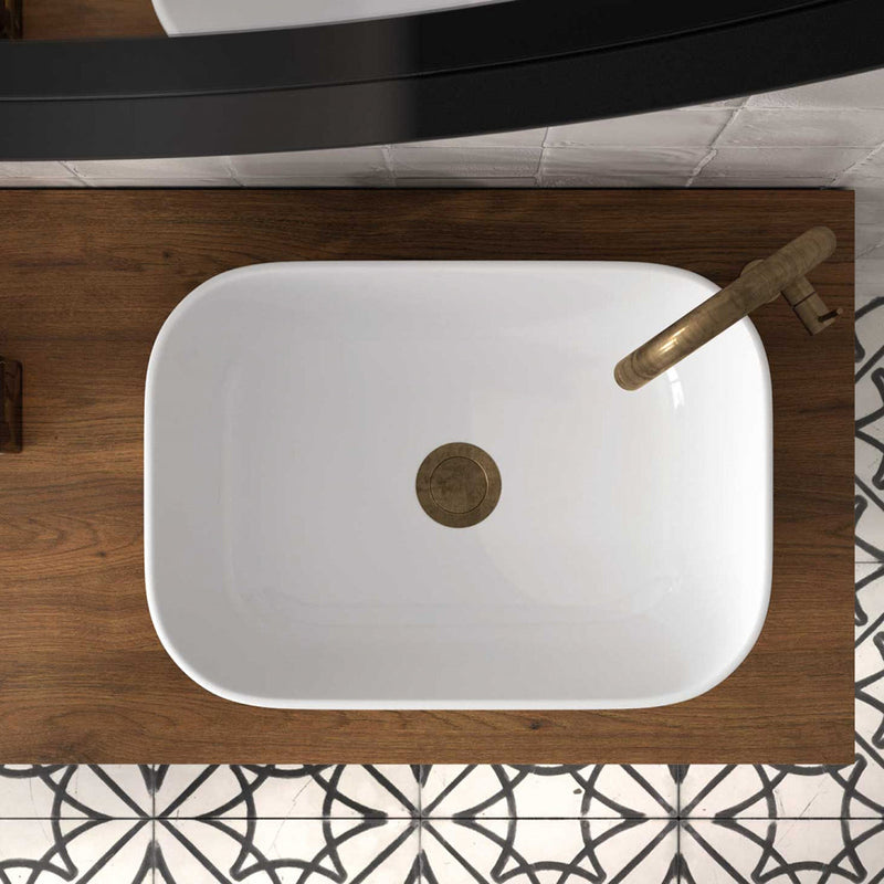 Geo Bathroom Sink - Vessel - 18" Ceramic/Gloss White