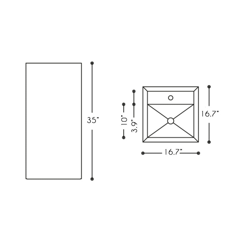 Monolito Square Pedestal Sink - Floor Mount - 35" Porcelain/Calacatta Silk